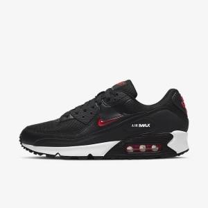 Men's Nike Air Max 90 Trainers Black / White / Red | NK140BGU