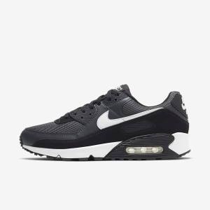 Men's Nike Air Max 90 Trainers Grey / Dark Grey / Black / White | NK013XLW