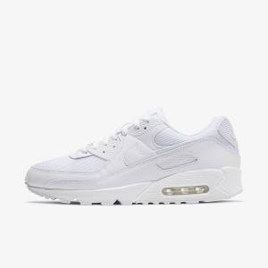 Men's Nike Air Max 90 Trainers White / Grey / White | NK632FDO