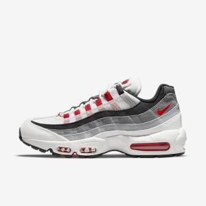 Men's Nike Air Max 95 Trainers White / Light Grey / Red | NK918IPV