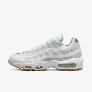 Men's Nike Air Max 95 Trainers White / Platinum / Grey / Yellow | NK420MGC