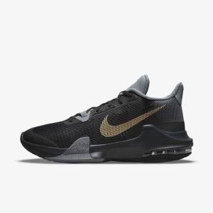 Men's Nike Air Max Impact 3 Basketball Shoes Black / Grey / Dark Grey / Metal Gold | NK940NSF