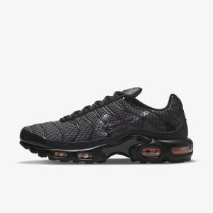 Men's Nike Air Max Plus Trainers Black / Orange / Grey / White | NK745VUW