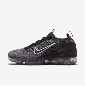 Men's Nike Air VaporMax 2021 FK Trainers Black / White / Dark Grey / Black | NK043JZP