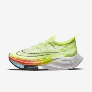 Men's Nike Air Zoom Alphafly NEXT% Flyknit Road Racing Running Shoes Light Mango / Metal Red Brown / Black | NK305KMW