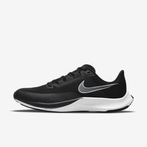 Men's Nike Air Zoom Rival Fly 3 Road Racing Running Shoes Black / Dark Grey / White | NK830QVR