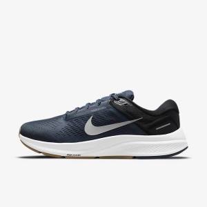 Men's Nike Air Zoom Structure 24 Road Running Shoes Blue / Black / Dark Obsidian / Grey | NK097QAM