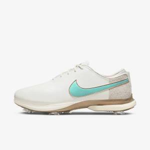 Men's Nike Air Zoom Victory Tour 2 Golf Shoes White / Light Brown / Turquoise | NK976TXD