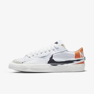 Men's Nike Blazer Low 77 Jumbo Trainers White / Orange / Black | NK716XRP