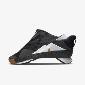 Men's Nike Go FlyEase Trainers Black / Dark Grey / Gold / White | NK790TGD