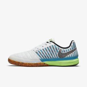 Men's Nike Lunar Gato II IC Indoor Court Football Shoes White / Light Blue / Black / Black | NK731CVK