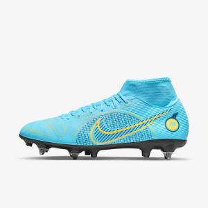 Men's Nike Mercurial Superfly 8 Academy SG-PRO Anti-Clog Traction Soft-Grounds Football Shoes Blue / Orange | NK975UFG