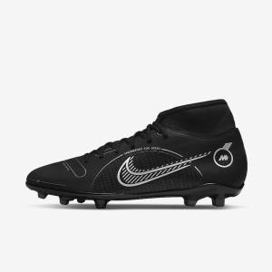 Men's Nike Mercurial Superfly 8 Club MG Multi-Grounds Football Shoes Black / Grey / Metal Silver | NK179SIU