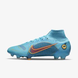 Men's Nike Mercurial Superfly 8 Elite FG Firm-Grounds Football Shoes Blue / Orange | NK617CNK