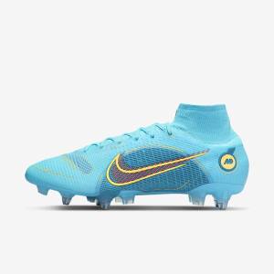 Men's Nike Mercurial Superfly 8 Elite SG-PRO Anti-Clog Traction Soft-Ground Football Shoes Blue / Orange | NK935CDZ