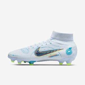 Men's Nike Mercurial Superfly 8 Pro FG Firm-Ground Football Shoes Grey / Light Blue / Dark Blue | NK906ZHO