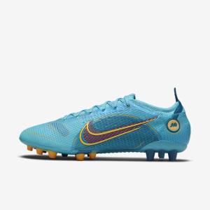 Men's Nike Mercurial Vapor 14 Elite AG Artificial-Grounds Football Shoes Blue / Orange | NK740LMF