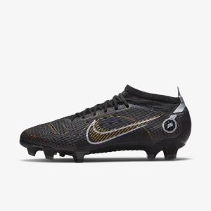 Men's Nike Mercurial Vapor 14 Pro FG Firm-Ground Football Shoes Black / Metal Silver / Grey / Metal Gold | NK409VIB