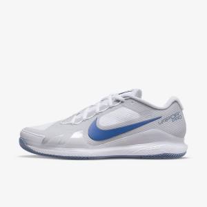 Men's Nike NikeCourt Air Zoom Vapor Pro Hard-Court Tennis Shoes White / Grey / Navy | NK627UMC