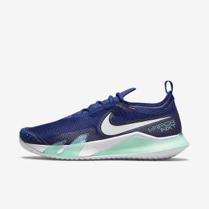 Men's Nike NikeCourt React Vapor NXT Hard-Court Tennis Shoes Royal Blue / Turquoise / Orange / White | NK238GRV