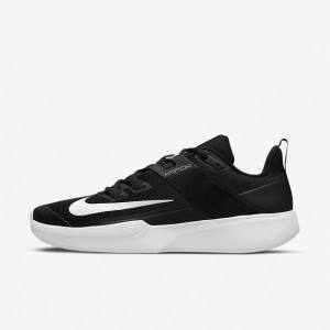 Men's Nike NikeCourt Vapor Lite Clay Court Tennis Shoes Black / White | NK218RWL