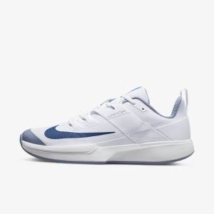 Men's Nike NikeCourt Vapor Lite Hard Court Tennis Shoes White / Navy | NK751GFL