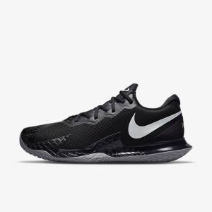 Men's Nike NikeCourt Zoom Vapor Cage 4 Rafa Hard Court Tennis Shoes Black / Metal Silver | NK349VJY