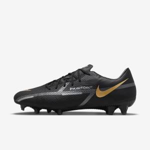 Men's Nike Phantom GT2 Academy MG Multi-Ground Football Shoes Black / Metal Gold / Dark Grey / Metal Dark Grey | NK538WML