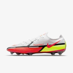 Men's Nike Phantom GT2 Elite FG Firm-Ground Football Shoes White / Black / Light Red | NK567APN