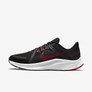 Men's Nike Quest 4 Road Running Shoes Black / White / Dark Grey / Red | NK604PES