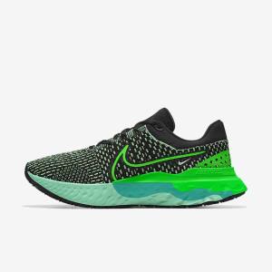 Men's Nike React Infinity Run 3 By You Custom Road Running Shoes Black / Green | NK134DTR