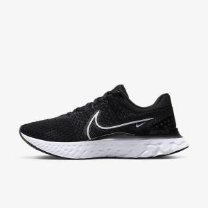 Men's Nike React Infinity Run Flyknit 3 Road Running Shoes Black / White | NK358KDN