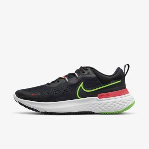 Men's Nike React Miler 2 Road Running Shoes Black / Red / White / Green | NK593SOB