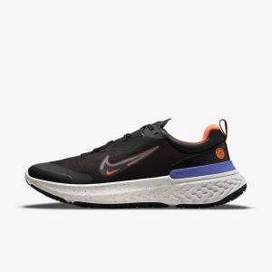 Men's Nike React Miler 2 Shield Weatherised Road Running Shoes Black / Orange / Indigo | NK146LFT