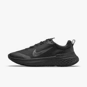 Men's Nike React Miler 2 Shield Weatherised Road Running Shoes Black / Dark Grey / Black | NK306ZDM