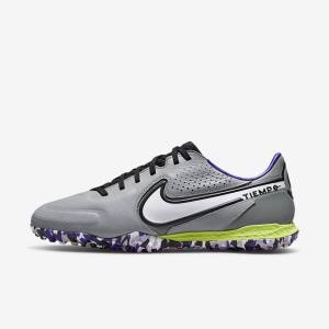 Men's Nike React Tiempo Legend 9 Pro TF Turf Football Shoes Light Grey / White | NK342PLO