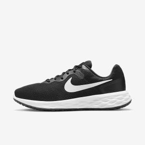 Men's Nike Revolution 6 (Extra Wide) Running Shoes Black / Grey / White | NK437EUY