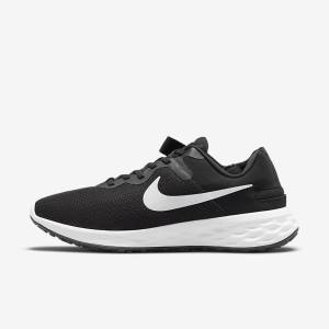 Men's Nike Revolution 6 FlyEase Next Nature Easy On-Off Road Running Shoes Black / Grey / White | NK849AKS