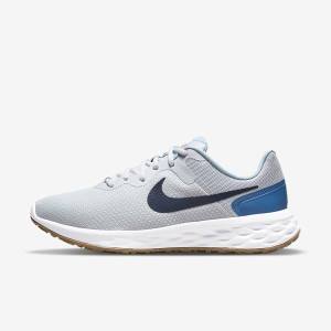 Men's Nike Revolution 6 Next Nature Road Running Shoes Platinum / Dark Blue / Blue | NK143TEL