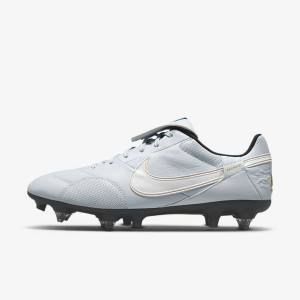 Men's Nike The Premier 3 SG-PRO Anti-Clog Traction Soft-Ground Football Shoes Platinum / Black / Metal Gold / White | NK830WXB