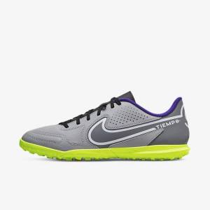 Men's Nike Tiempo Legend 9 Club TF Turf Football Shoes Light Grey / White | NK358NSM