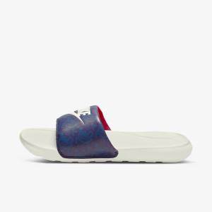 Men's Nike Victori One Printed Slides Blue / Dark Blue / Red | NK034KZO