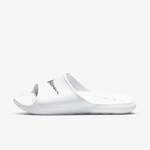 Men's Nike Victori One Shower Slides White / Black | NK276OQA