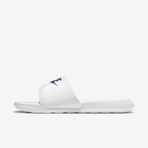 Men's Nike Victori One Slides White / Royal | NK478LFZ