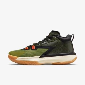 Men's Nike Zion 1 Jordan Shoes Dark Grey Green / Black | NK209BPJ