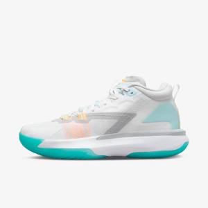 Men's Nike Zion 1 Jordan Shoes White / Orange / Turquoise / Black | NK960XYJ