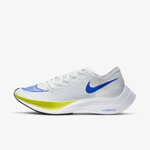 Men's Nike ZoomX Vaporfly NEXT% Road Racing Running Shoes White / Black / Blue | NK687HNA