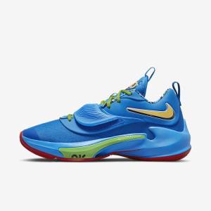 Men's Nike Zoom Freak 3 Basketball Shoes Blue / White / Red / Black | NK924RAI