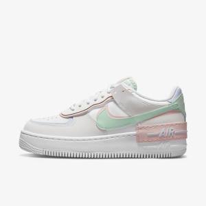 Women's Nike Air Force 1 Shadow Trainers White / Mint / Grey | NK126XRJ