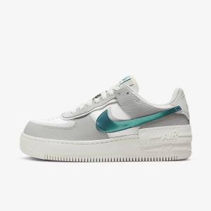 Women's Nike Air Force 1 Shadow Trainers White / Grey / White | NK485CJP